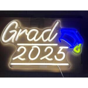 Grad 2025 Neon Sign with Graduation Cap